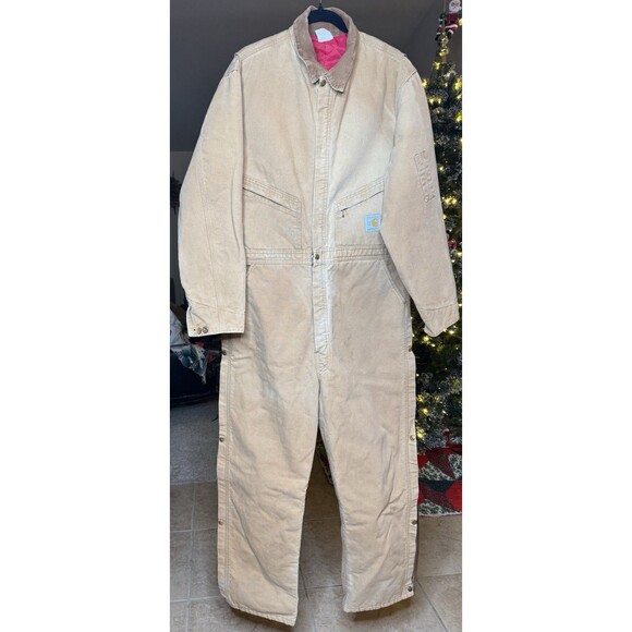 Carhartt 44T Coveralls 996QZ Duck Insulated Quilted Jumpsuit Made In USA Vtg - Picture 1 of 16